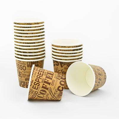 برچسب چاپ شده سفارشی یک فنجان کاغذی دیواری 6 اونس 180 میلی لیتر دو فنجان قهوه یک دیواری